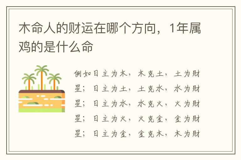 木命人的财运在哪个方向，1年属鸡的是什么命