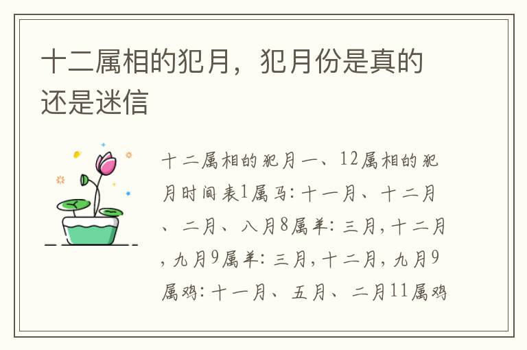 十二属相的犯月，犯月份是真的还是迷信