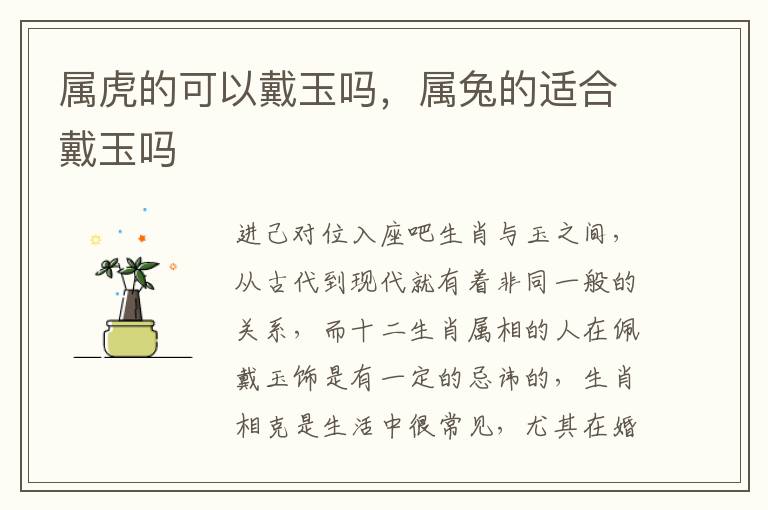 属虎的可以戴玉吗，属兔的适合戴玉吗