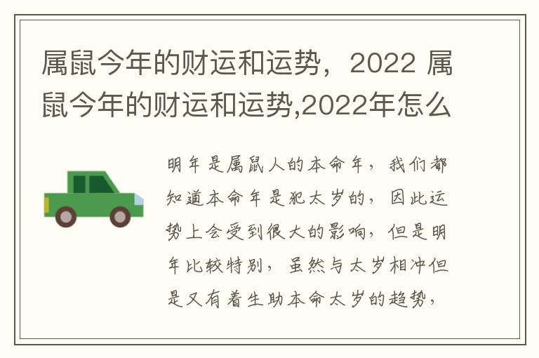 属鼠今年的财运和运势，2022 属鼠今年的财运和运势,2022年怎么样