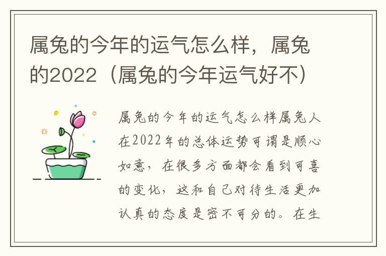 属兔的今年的运气怎么样，属兔的2022（属兔的今年运气好不）