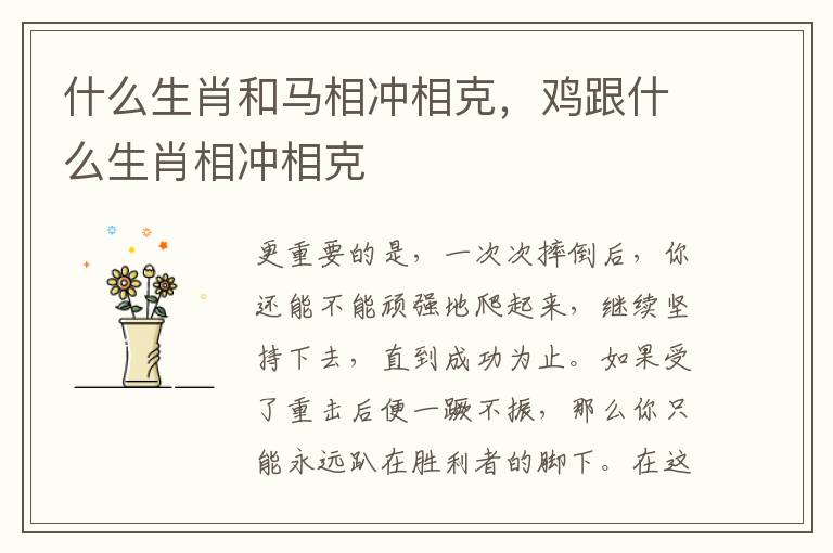 什么生肖和马相冲相克，鸡跟什么生肖相冲相克