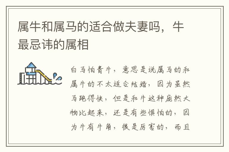 属牛和属马的适合做夫妻吗，牛最忌讳的属相