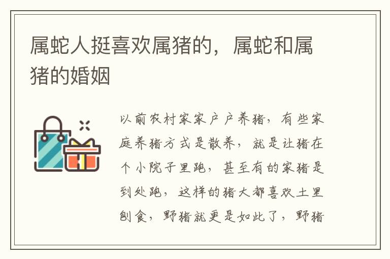 属蛇人挺喜欢属猪的，属蛇和属猪的婚姻