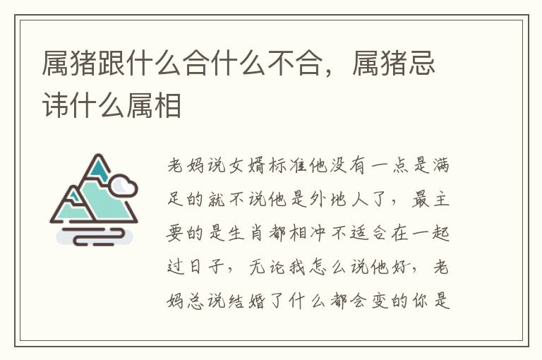 属猪跟什么合什么不合，属猪忌讳什么属相