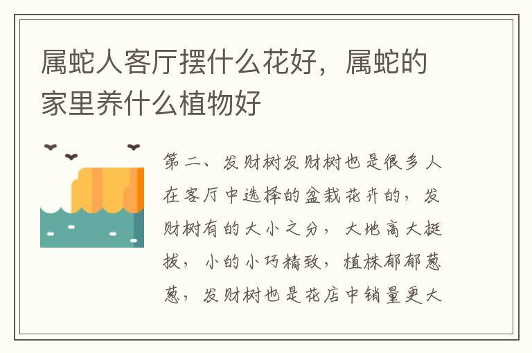属蛇人客厅摆什么花好，属蛇的家里养什么植物好
