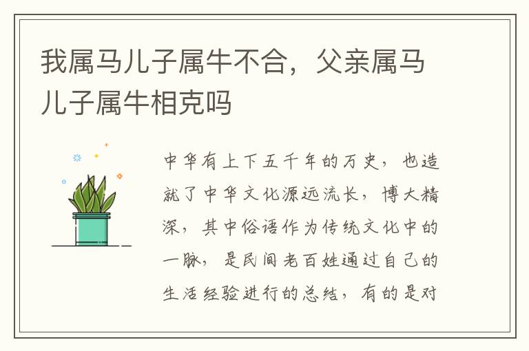 我属马儿子属牛不合，父亲属马儿子属牛相克吗