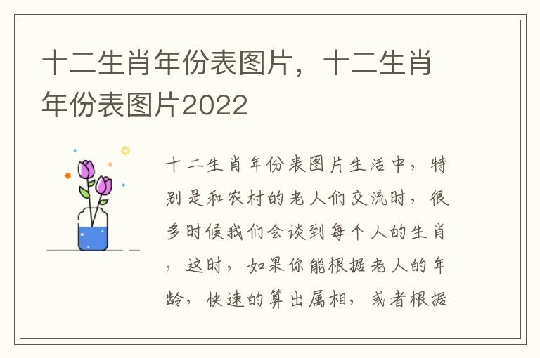 十二生肖年份表图片，十二生肖年份表图片2022