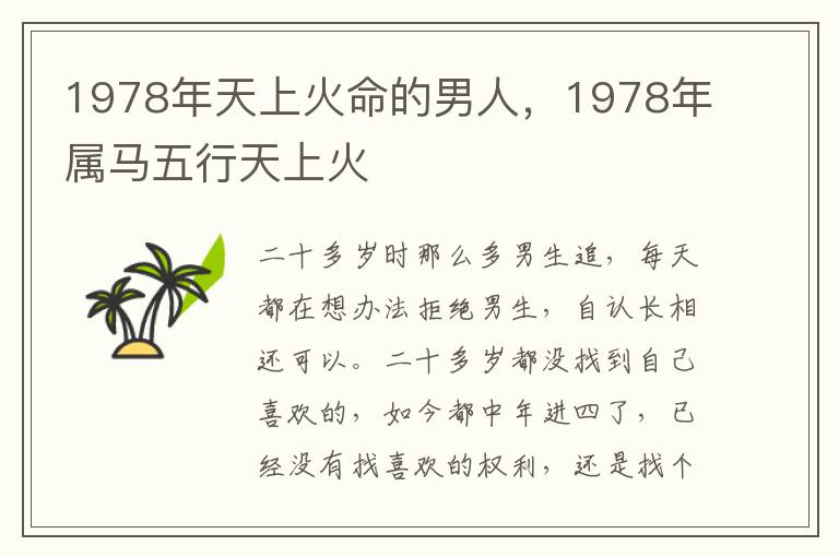 1978年天上火命的男人，1978年属马五行天上火