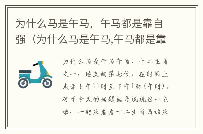 为什么马是午马，午马都是靠自强（为什么马是午马,午马都是靠自强的人）
