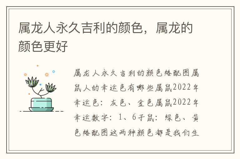属龙人永久吉利的颜色，属龙的颜色更好