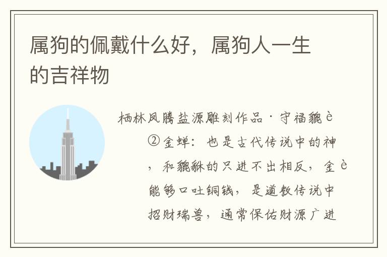 属狗的佩戴什么好，属狗人一生的吉祥物