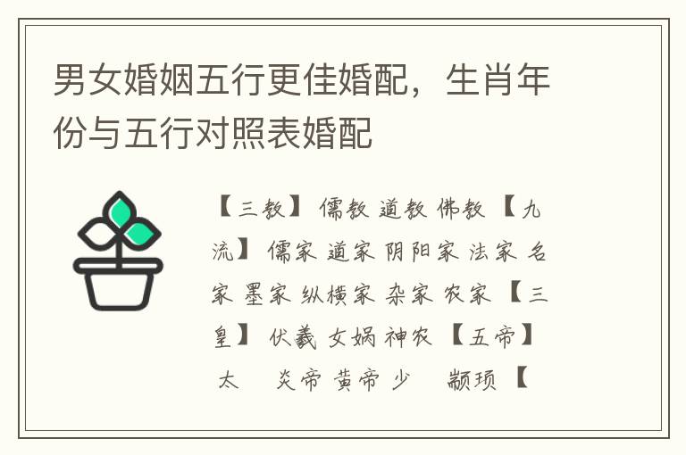 男女婚姻五行更佳婚配，生肖年份与五行对照表婚配