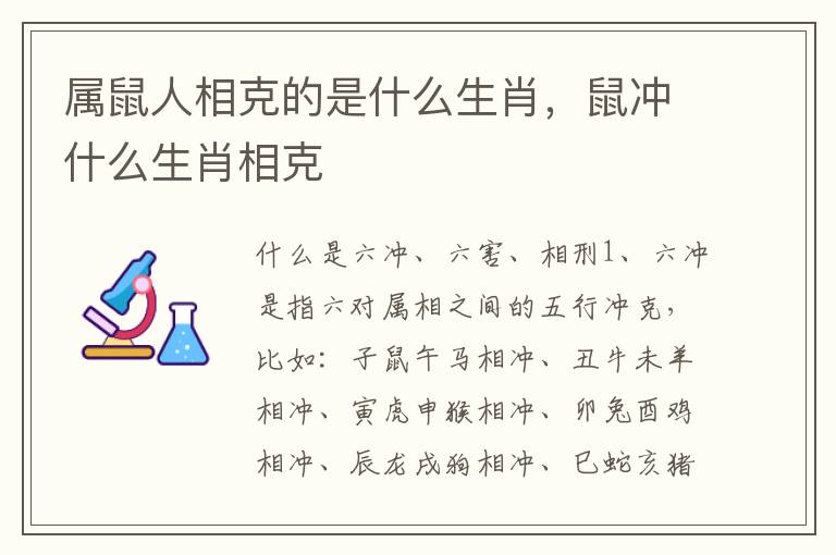 属鼠人相克的是什么生肖，鼠冲什么生肖相克