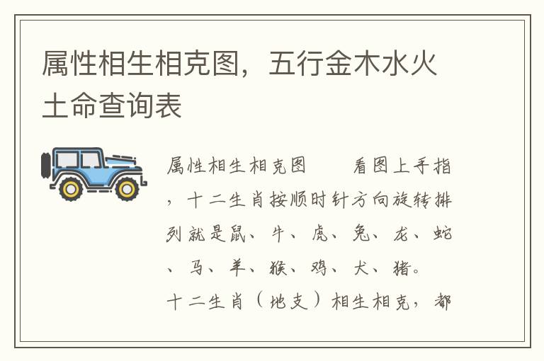 属性相生相克图，五行金木水火土命查询表
