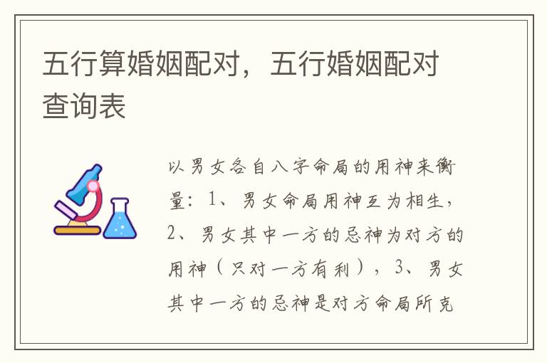 五行算婚姻配对，五行婚姻配对查询表