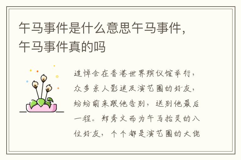 午马事件是什么意思午马事件，午马事件真的吗