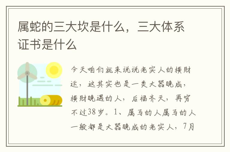 属蛇的三大坎是什么，三大体系证书是什么