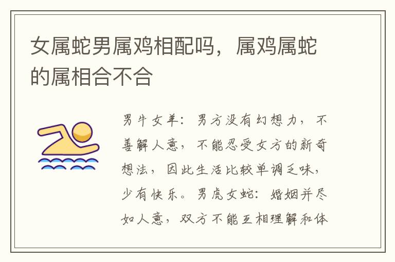 女属蛇男属鸡相配吗，属鸡属蛇的属相合不合