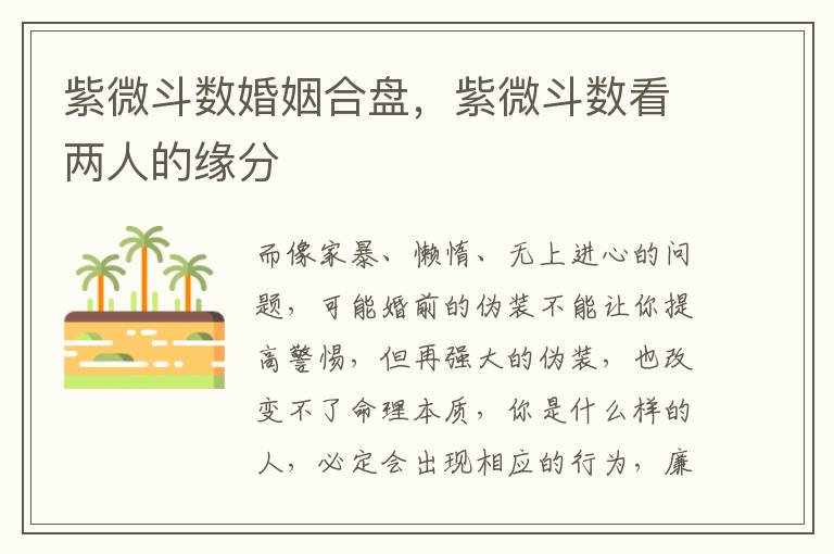 紫微斗数婚姻合盘，紫微斗数看两人的缘分