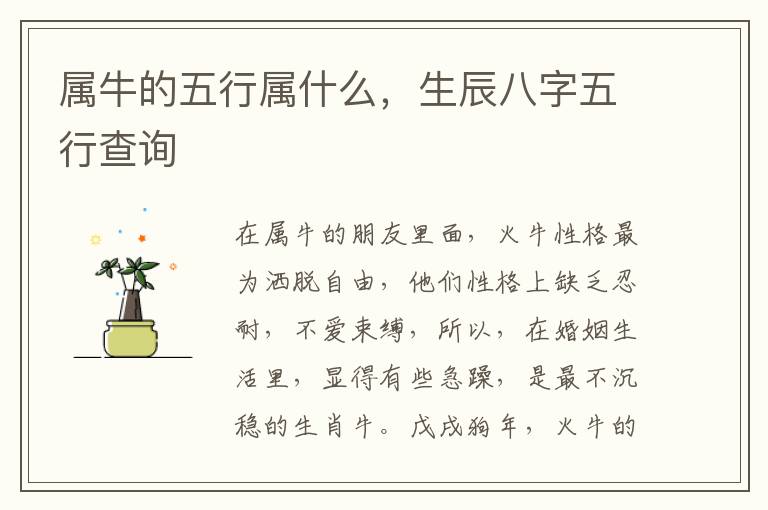 属牛的五行属什么，生辰八字五行查询