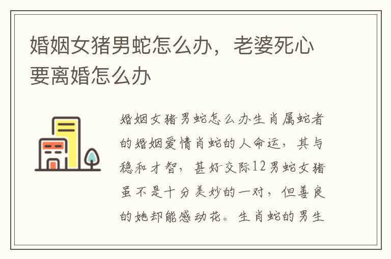 婚姻女猪男蛇怎么办，老婆死心要离婚怎么办