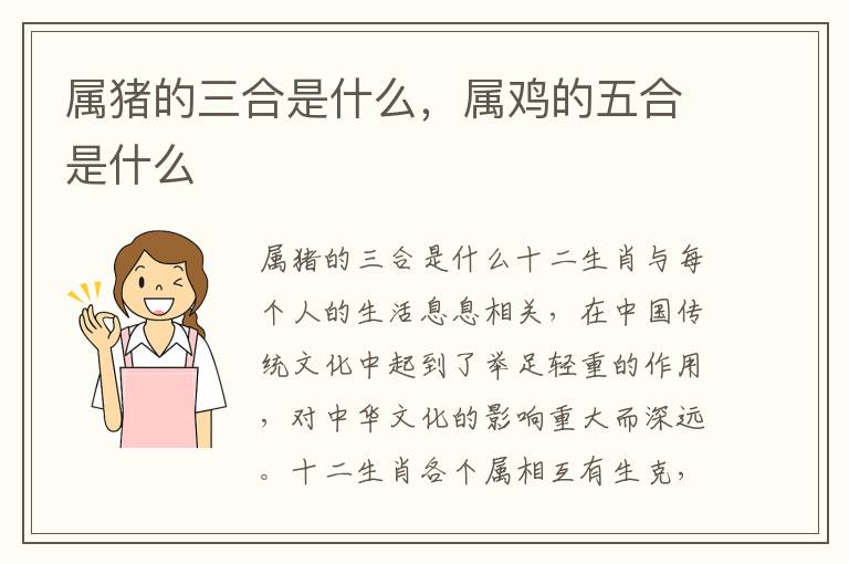 属猪的三合是什么，属鸡的五合是什么