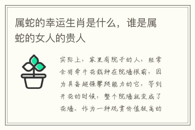 属蛇的幸运生肖是什么，谁是属蛇的女人的贵人
