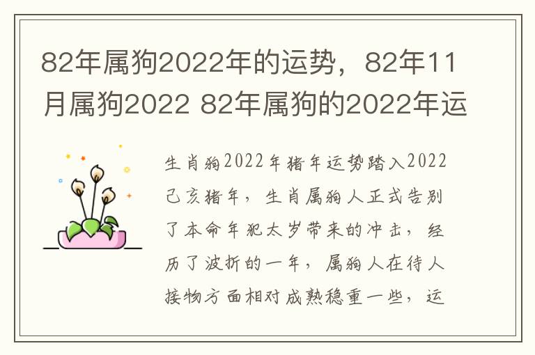 82年属狗2022年的运势，82年11月属狗2022 82年属狗的2022年运势怎么样