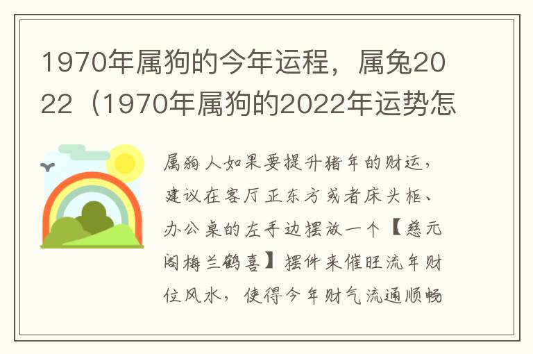 1970年属狗的今年运程，属兔2022（1970年属狗的2022年运势怎么样）