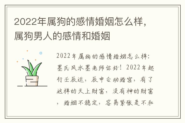2022年属狗的感情婚姻怎么样，属狗男人的感情和婚姻