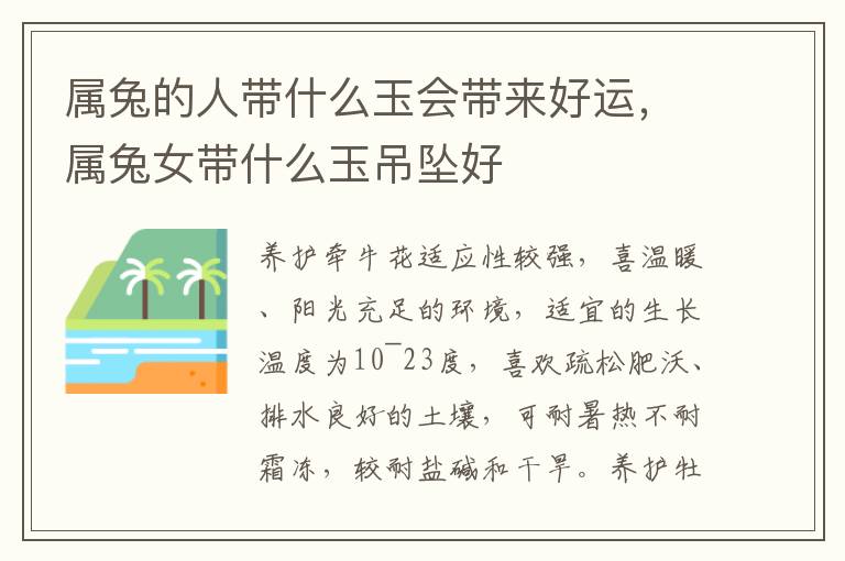 属兔的人带什么玉会带来好运，属兔女带什么玉吊坠好