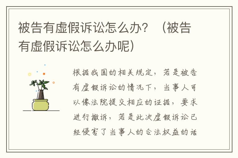 被告有虚假诉讼怎么办？（被告有虚假诉讼怎么办呢）