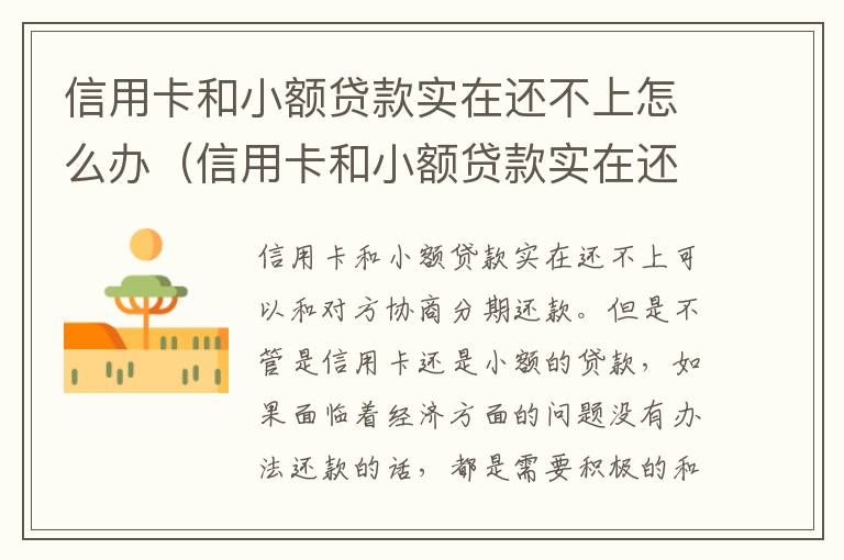 信用卡和小额贷款实在还不上怎么办（信用卡和小额贷款实在还不上怎么办呢）