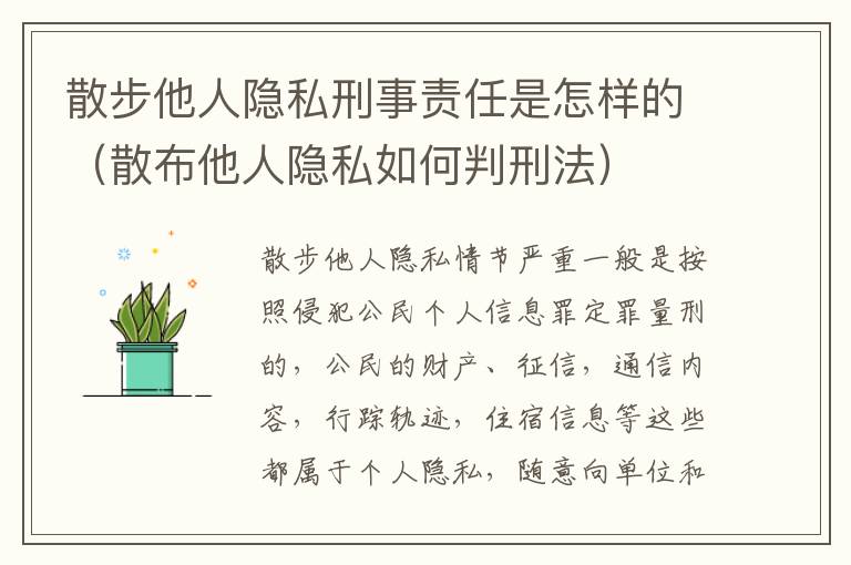 散步他人隐私刑事责任是怎样的（散布他人隐私如何判刑法）