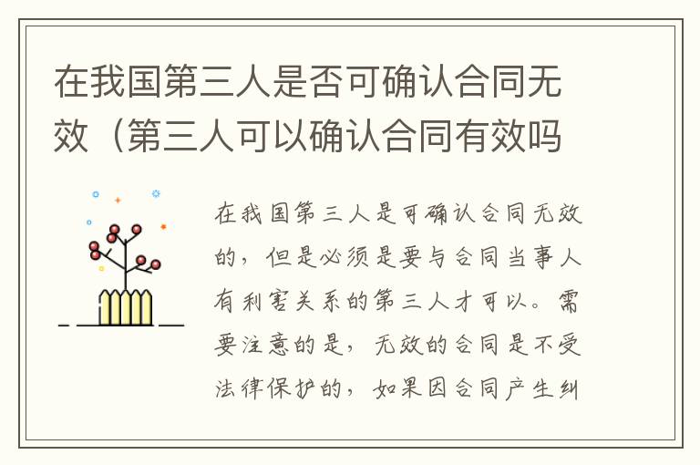 在我国第三人是否可确认合同无效（第三人可以确认合同有效吗）