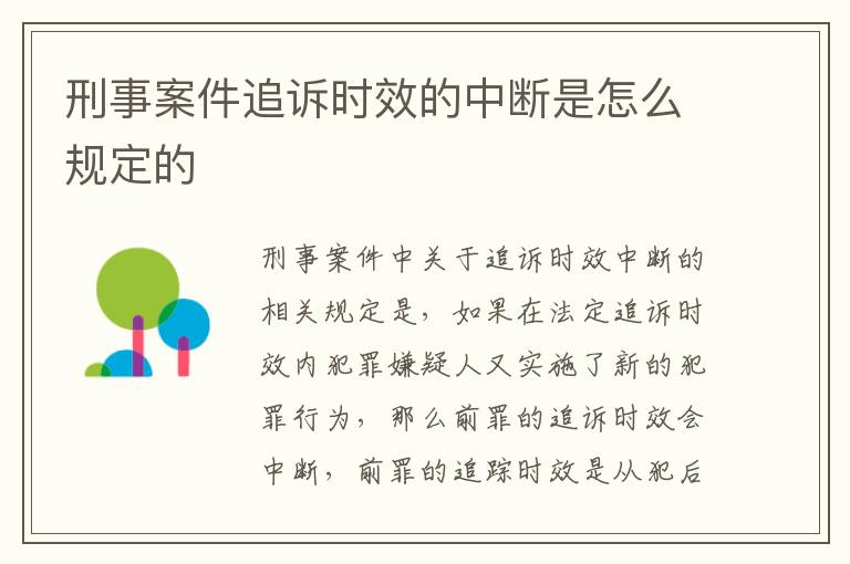 刑事案件追诉时效的中断是怎么规定的