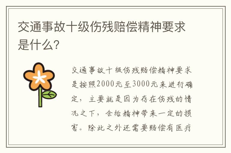 交通事故十级伤残赔偿精神要求是什么？