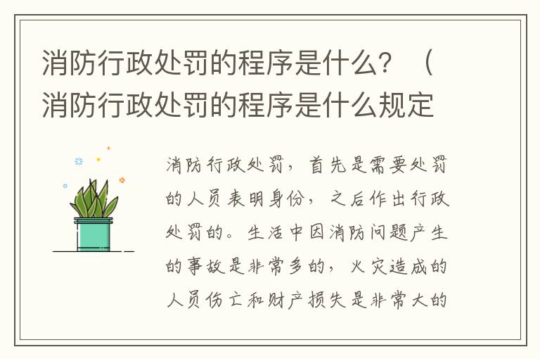 消防行政处罚的程序是什么？（消防行政处罚的程序是什么规定）