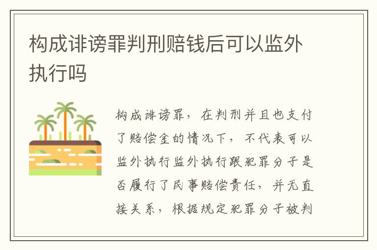 构成诽谤罪判刑赔钱后可以监外执行吗
