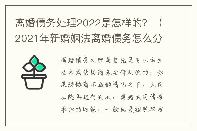 离婚债务处理2022是怎样的？（2021年新婚姻法离婚债务怎么分）