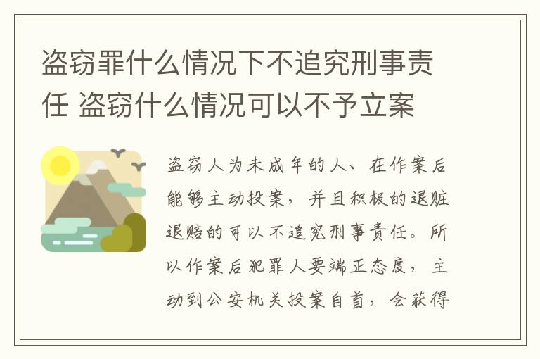盗窃罪什么情况下不追究刑事责任 盗窃什么情况可以不予立案