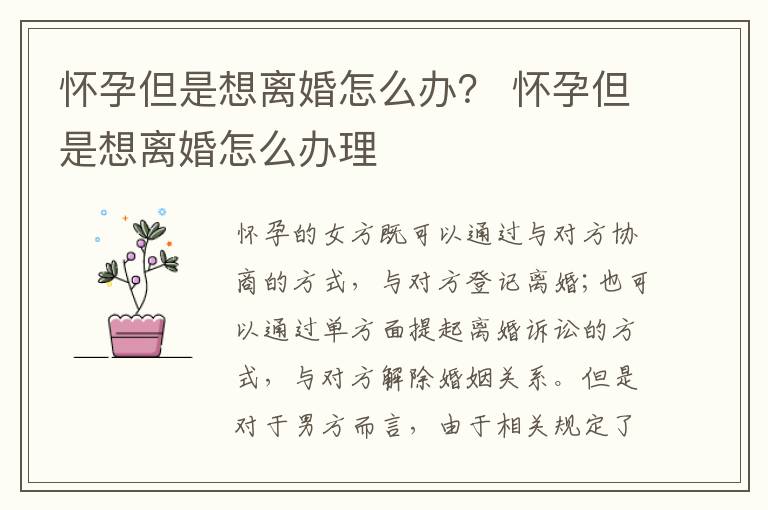 怀孕但是想离婚怎么办？ 怀孕但是想离婚怎么办理