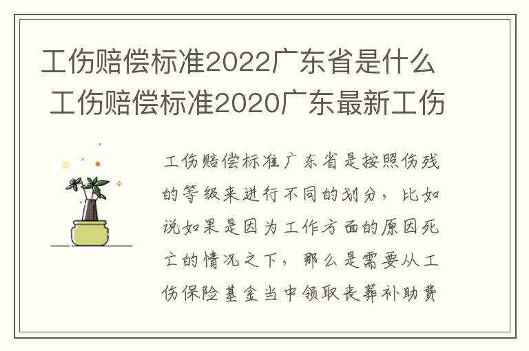 工伤赔偿标准2022广东省是什么 工伤赔偿标准2020广东最新工伤赔偿标准