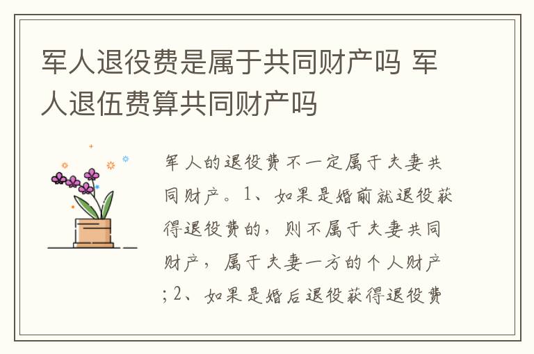 军人退役费是属于共同财产吗 军人退伍费算共同财产吗