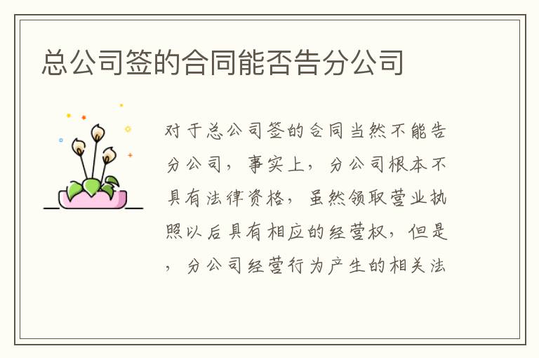 总公司签的合同能否告分公司