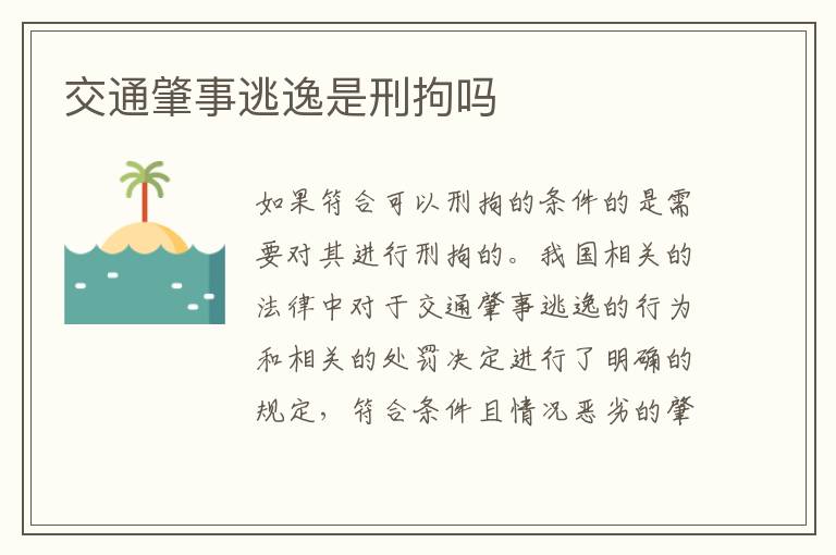 交通肇事逃逸是刑拘吗