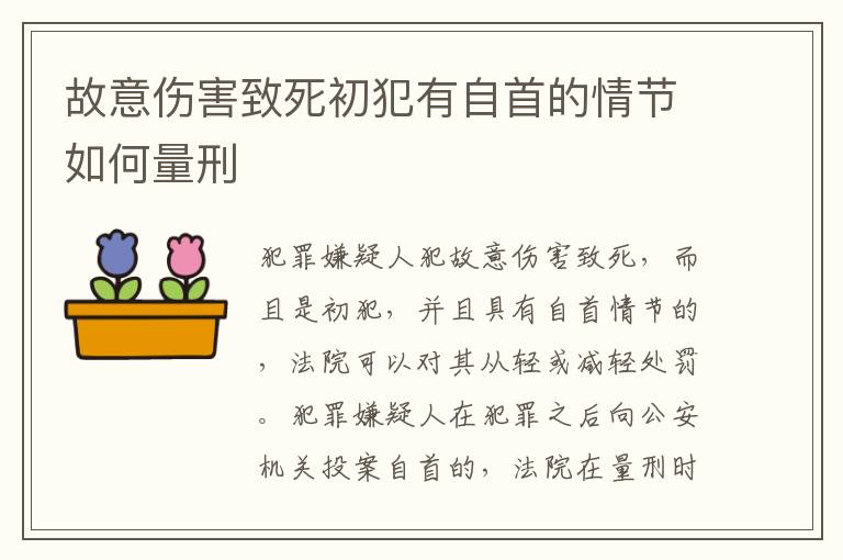 故意伤害致死初犯有自首的情节如何量刑