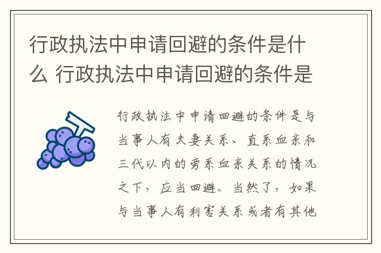 行政执法中申请回避的条件是什么 行政执法中申请回避的条件是什么意思