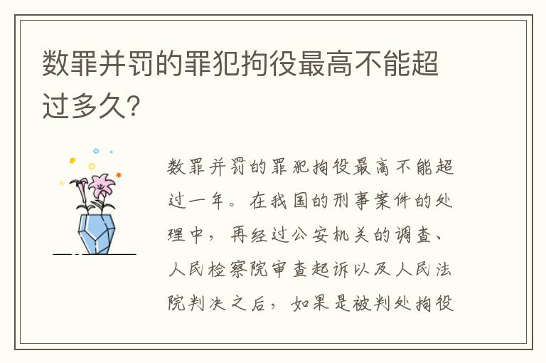 数罪并罚的罪犯拘役最高不能超过多久？
